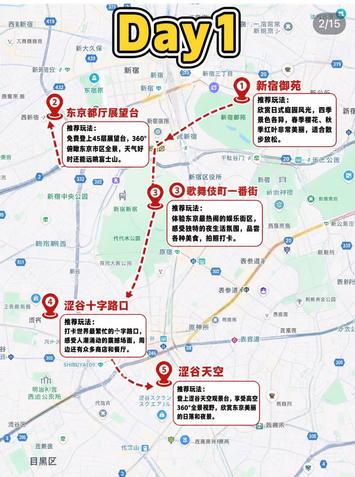 Threads 圖文第 2 張，新宿至澀谷路線地圖