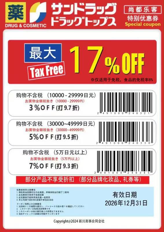 Threads 圖文第 10 張，Sundrug 藥妝優惠券